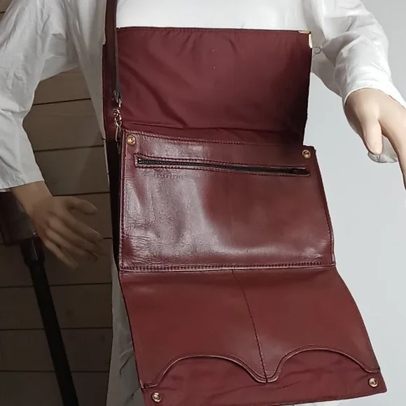 Vintage Passport/Document Leather Crossbody - Brown w/Brass Hardware